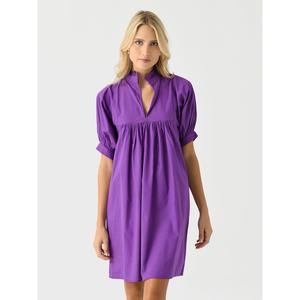 Never A Wallflower High Neck Dress Purple Cotton Poplin Mini